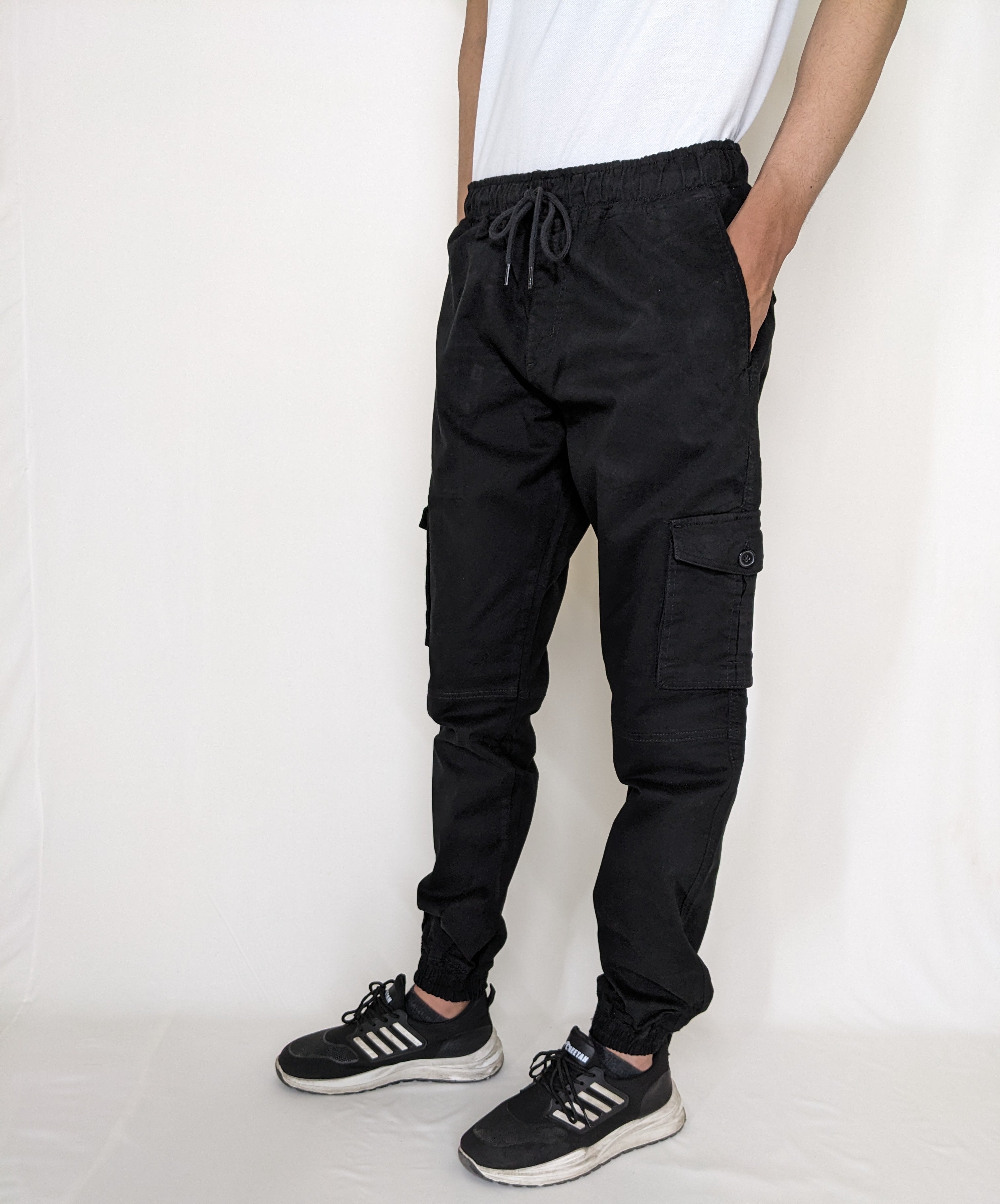 COTTON CARGO JOGGER PANT SIX POCKETS (BLACK)