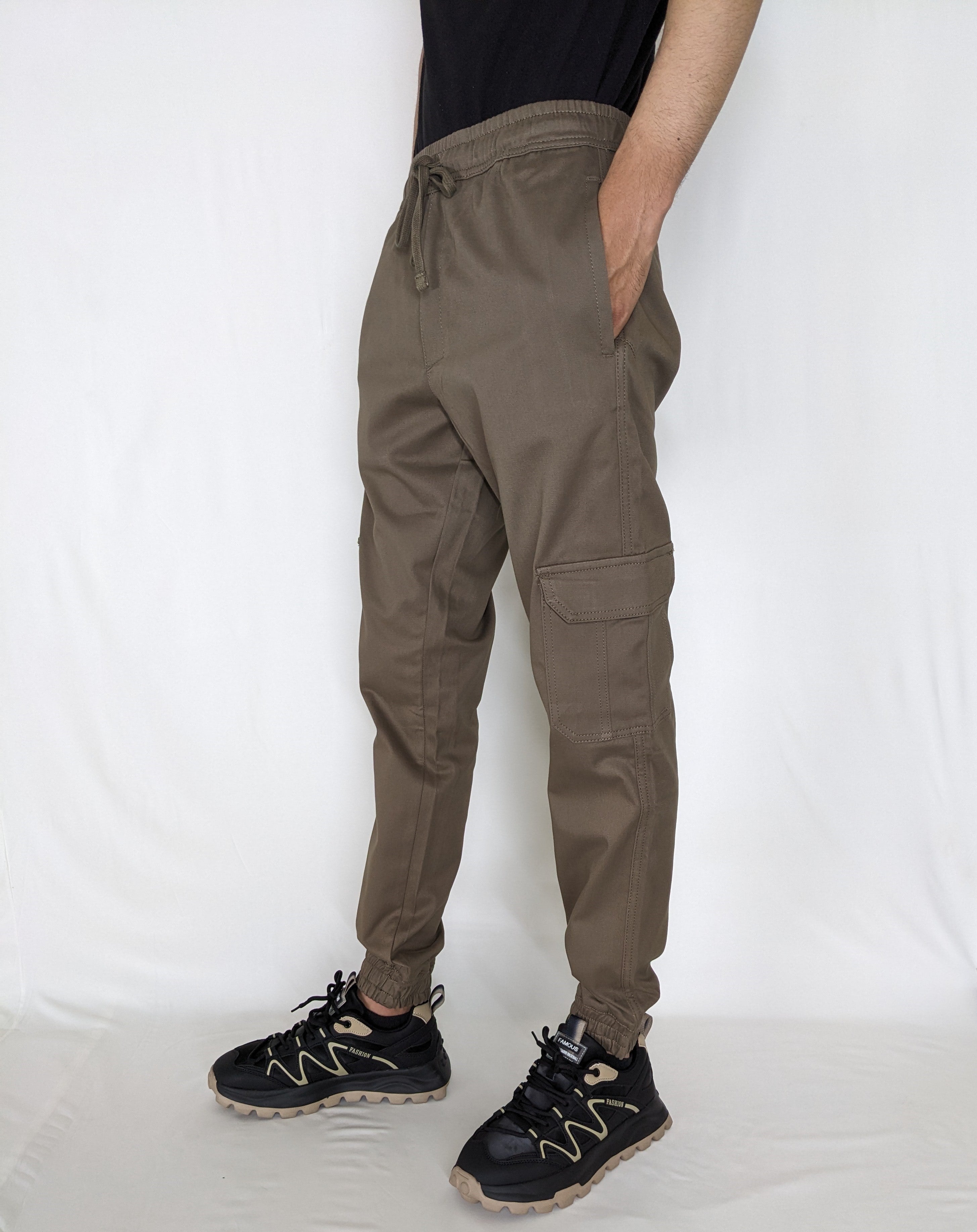 COTTON CARGO JOGGER PANT FIVE POCKETS (ARSENIC GRAY)