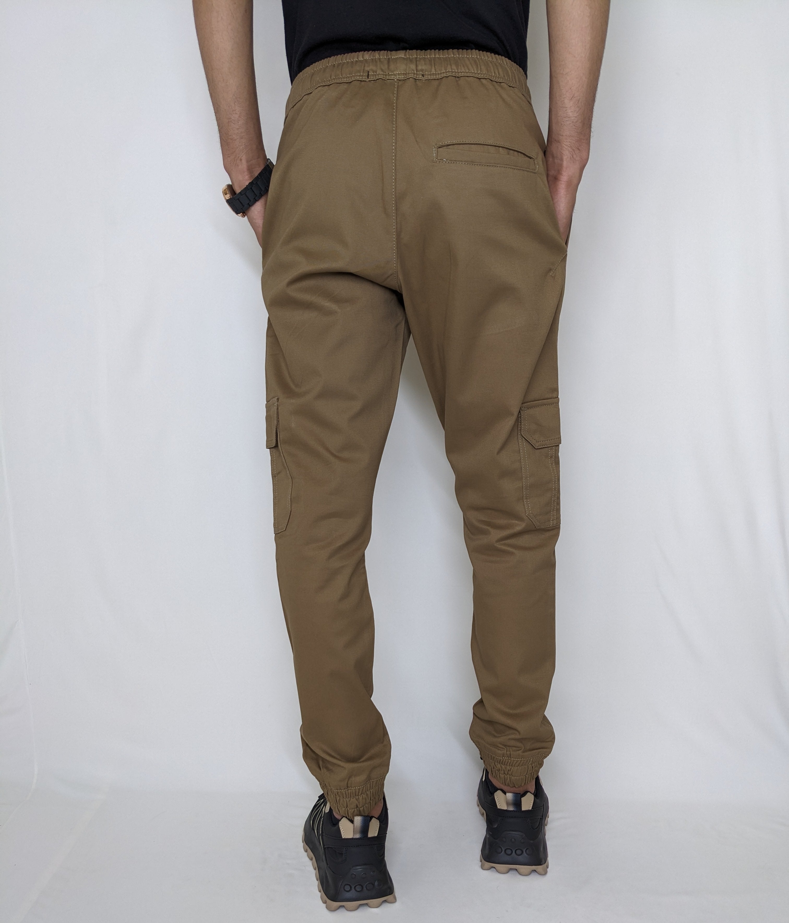 COTTON CARGO JOGGER PANT FIVE POCKETS (PALE BROWN)