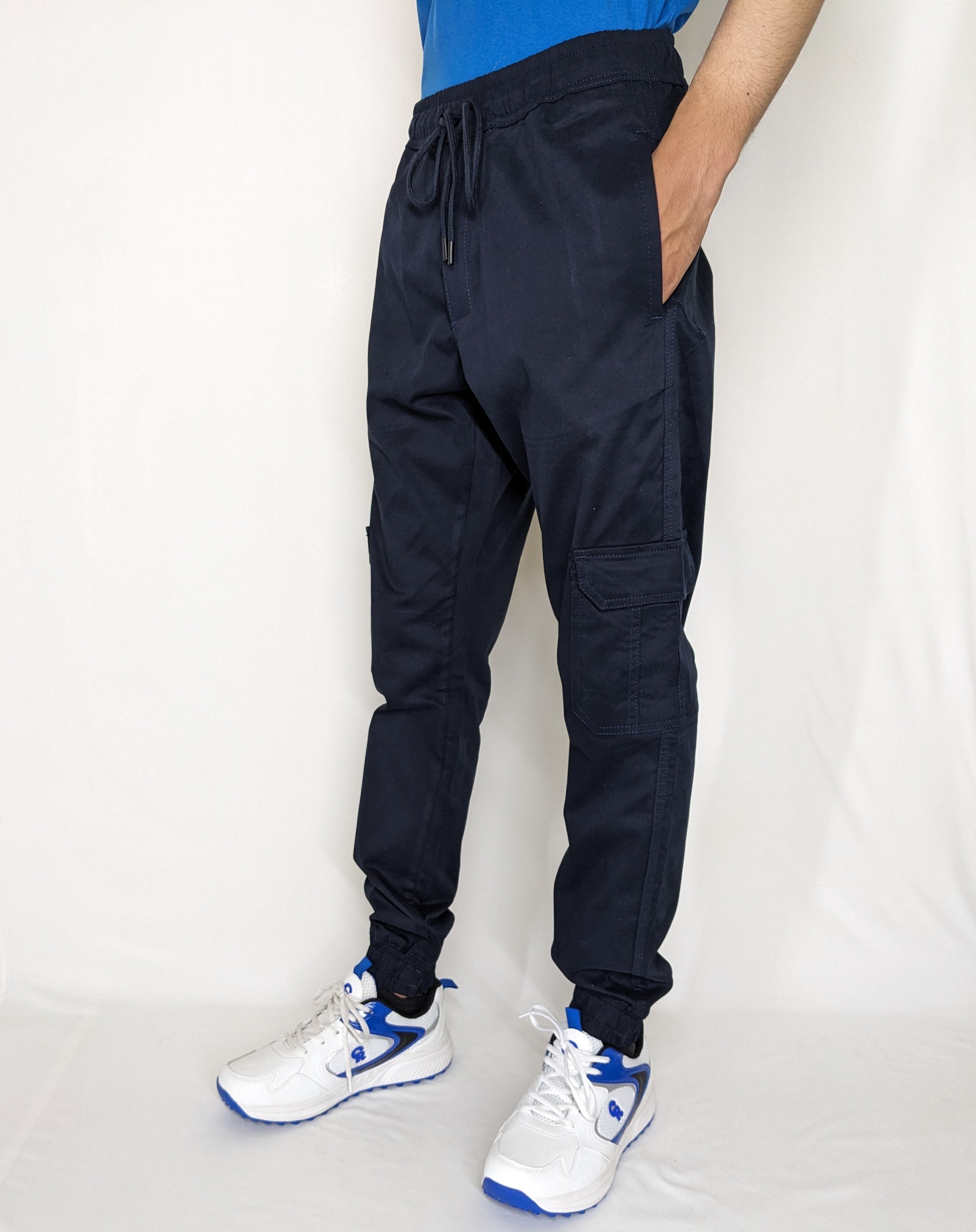 COTTON CARGO JOGGER PANT FIVE POCKETS (NAVY BLUE)