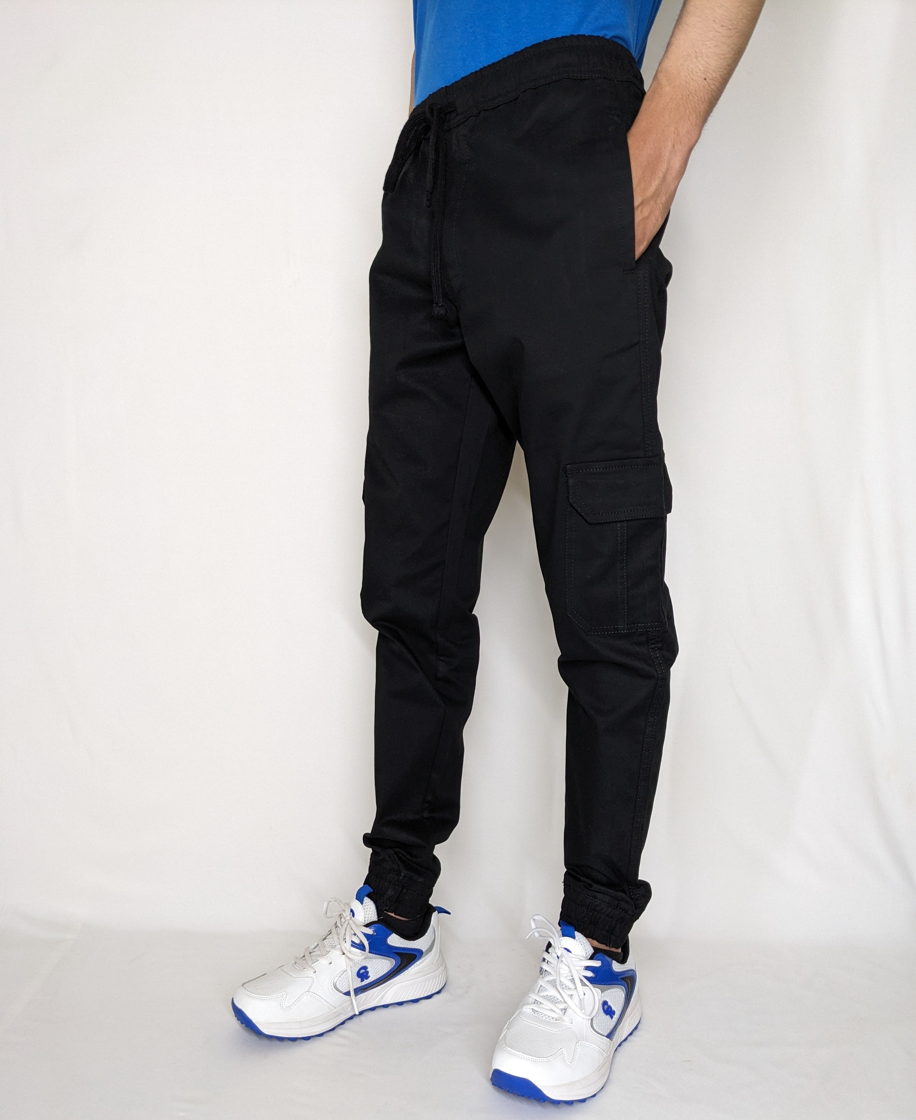 COTTON CARGO JOGGER PANT FIVE POCKETS (BLACK)