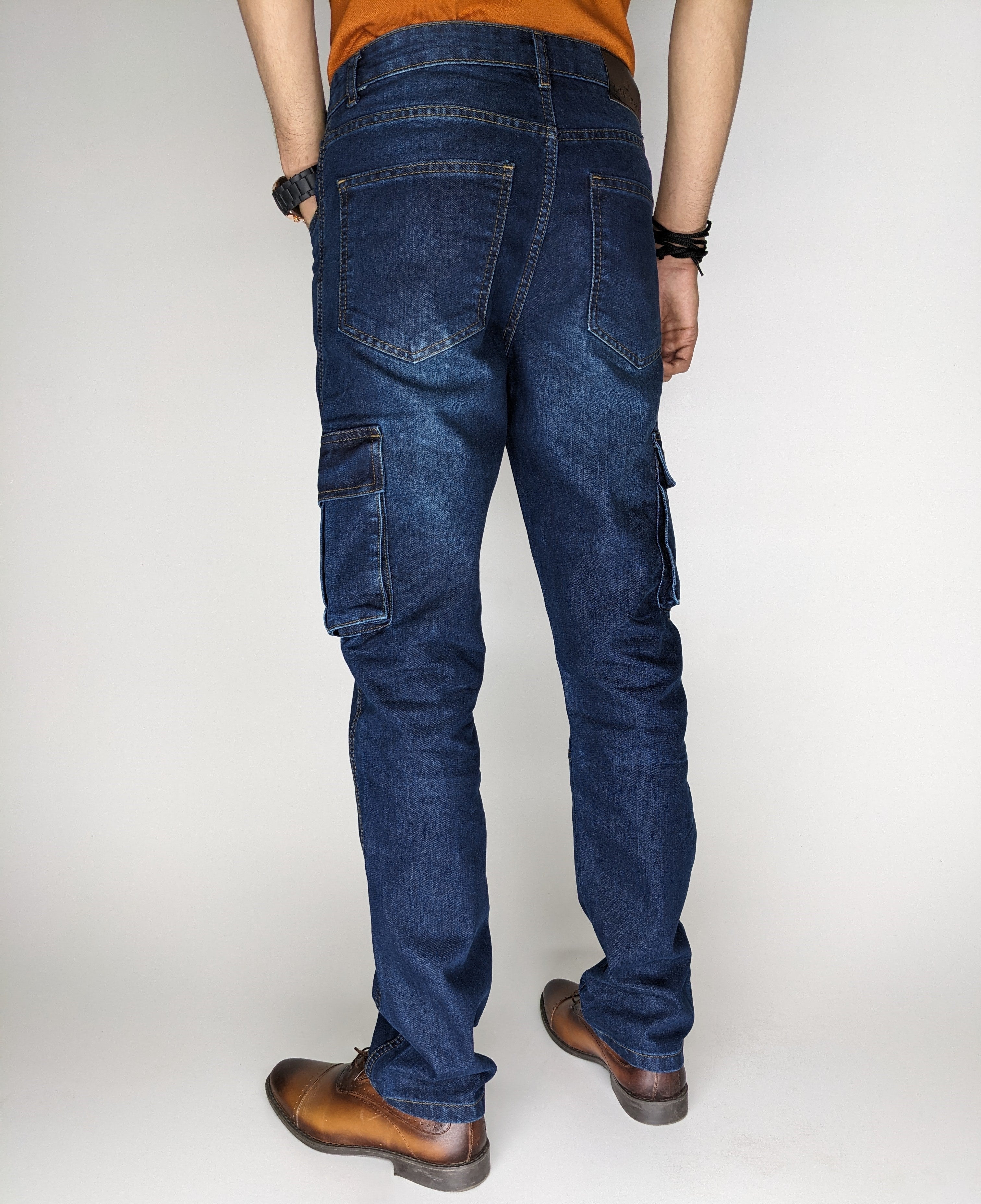 STRAIGHT FIT CARGO DENIM PANT (GREENISH BLUE)