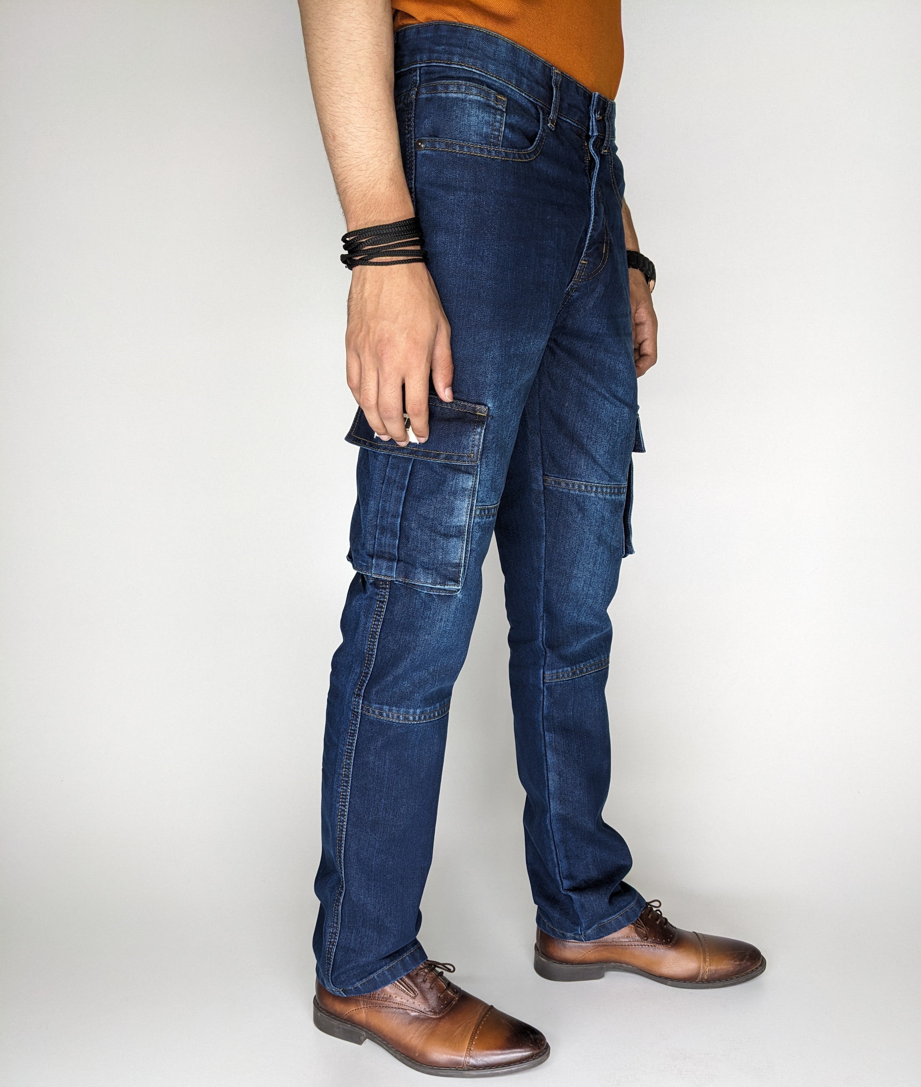 STRAIGHT FIT CARGO DENIM PANT (GREENISH BLUE)