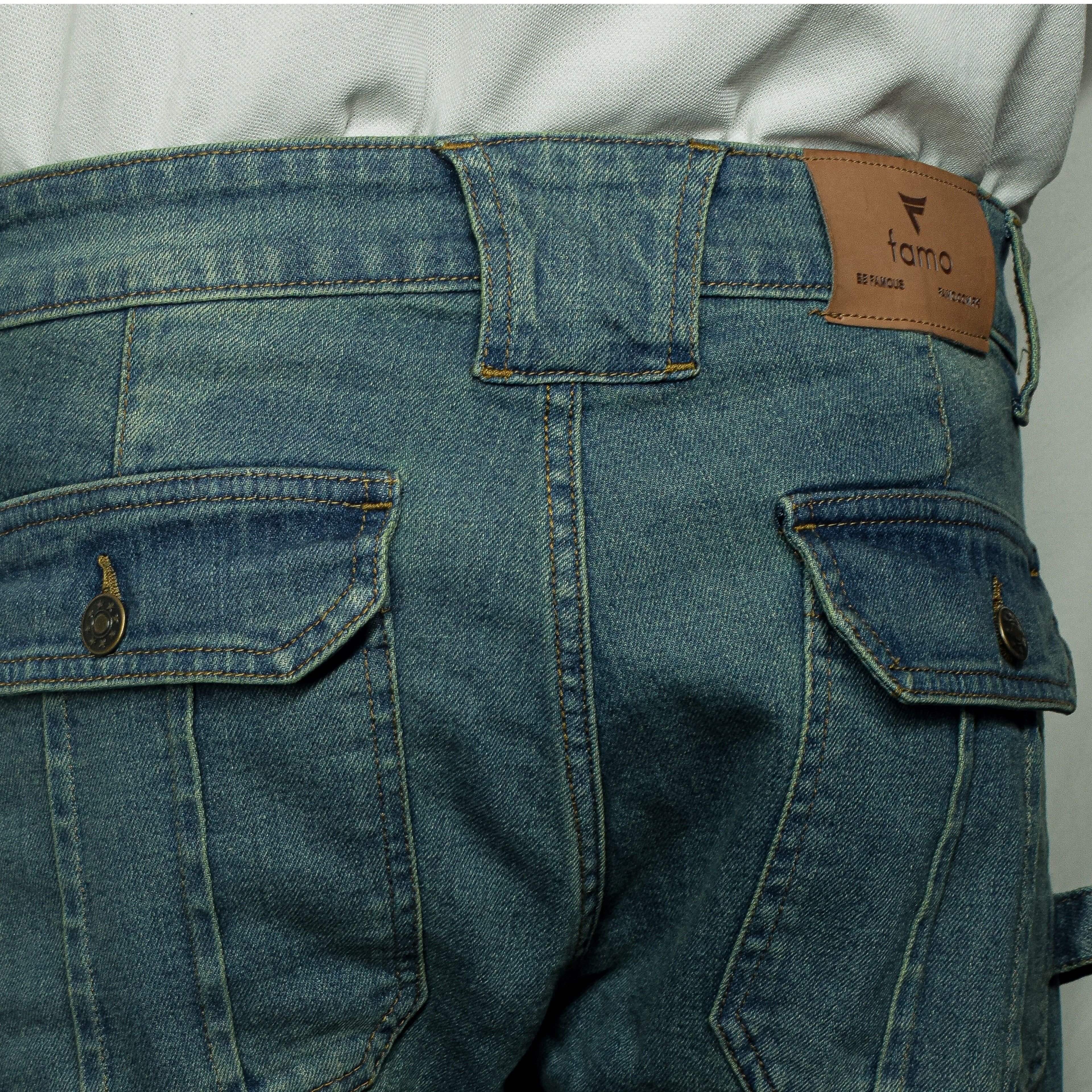 STRIPS CARGO DENIM (GREENISH BLUE)