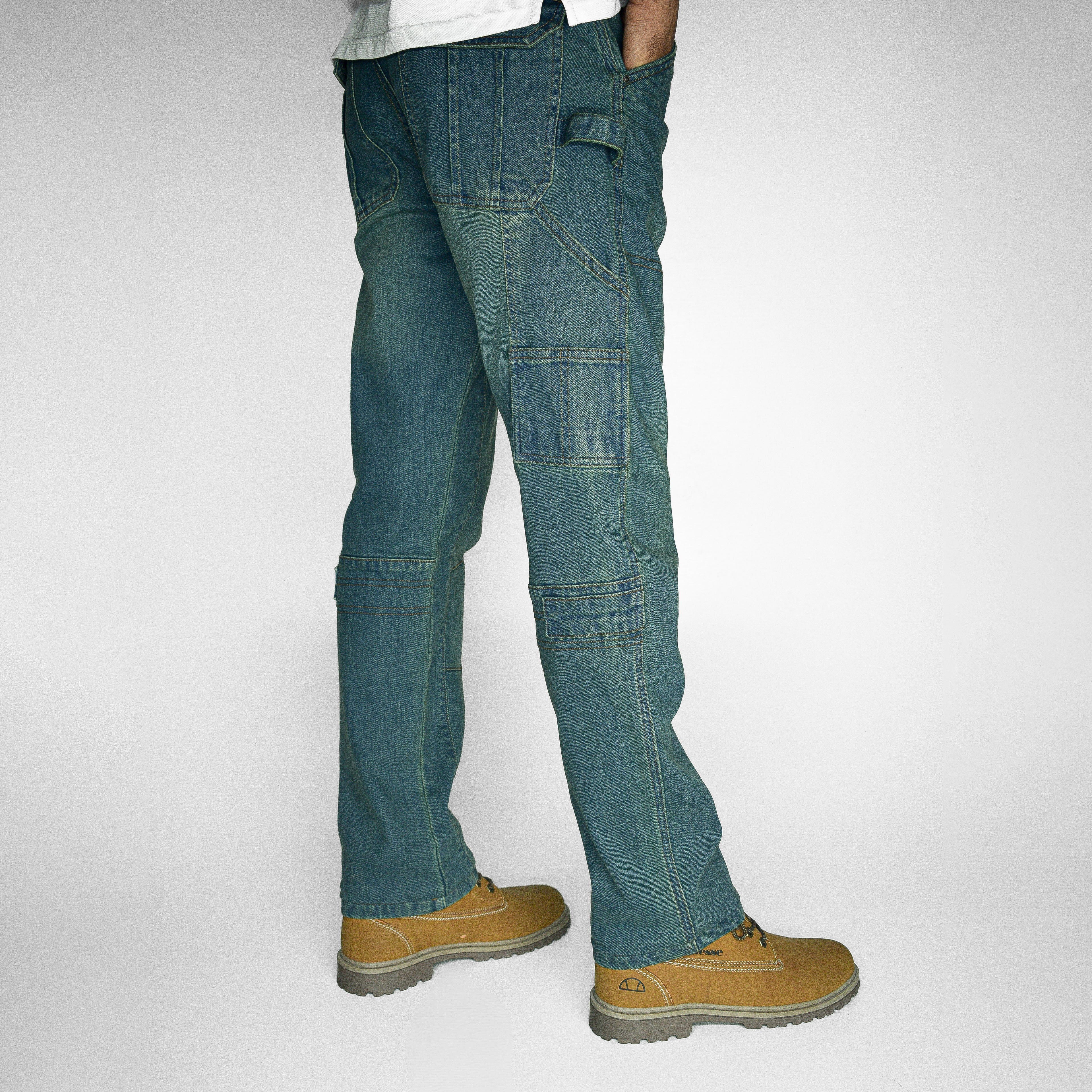 STRIPS CARGO DENIM (GREENISH BLUE)