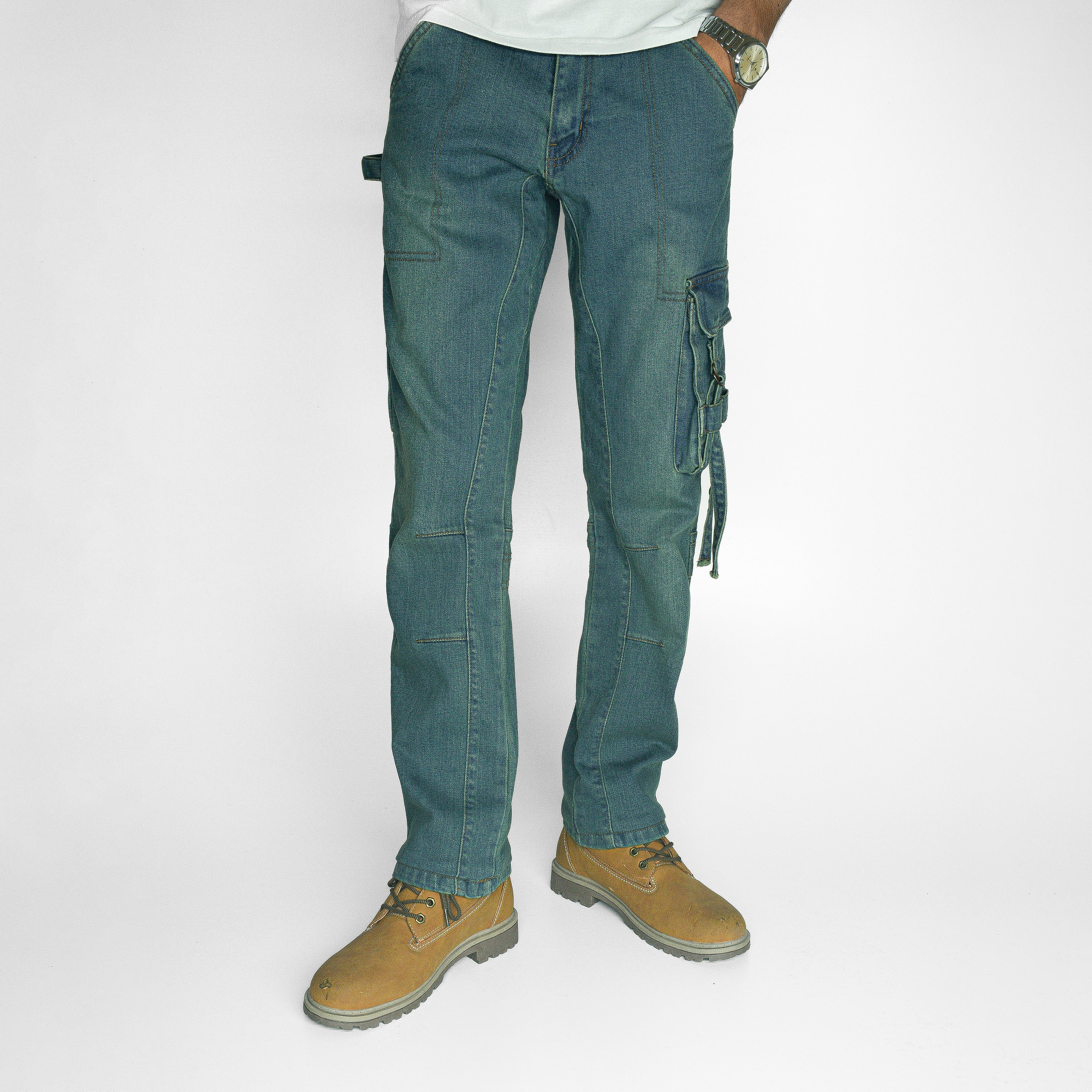 STRIPS CARGO DENIM (GREENISH BLUE)