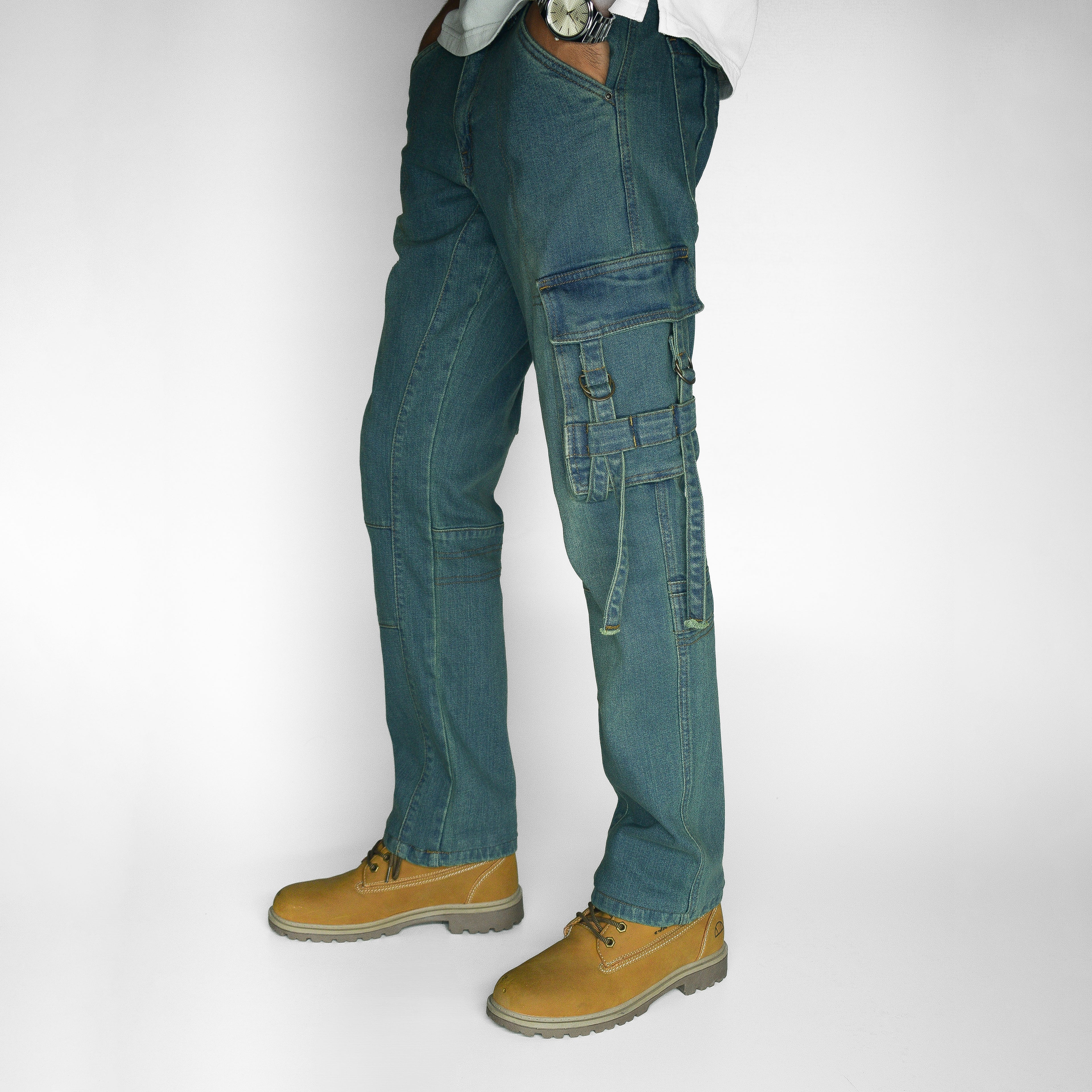 STRIPS CARGO DENIM (GREENISH BLUE)