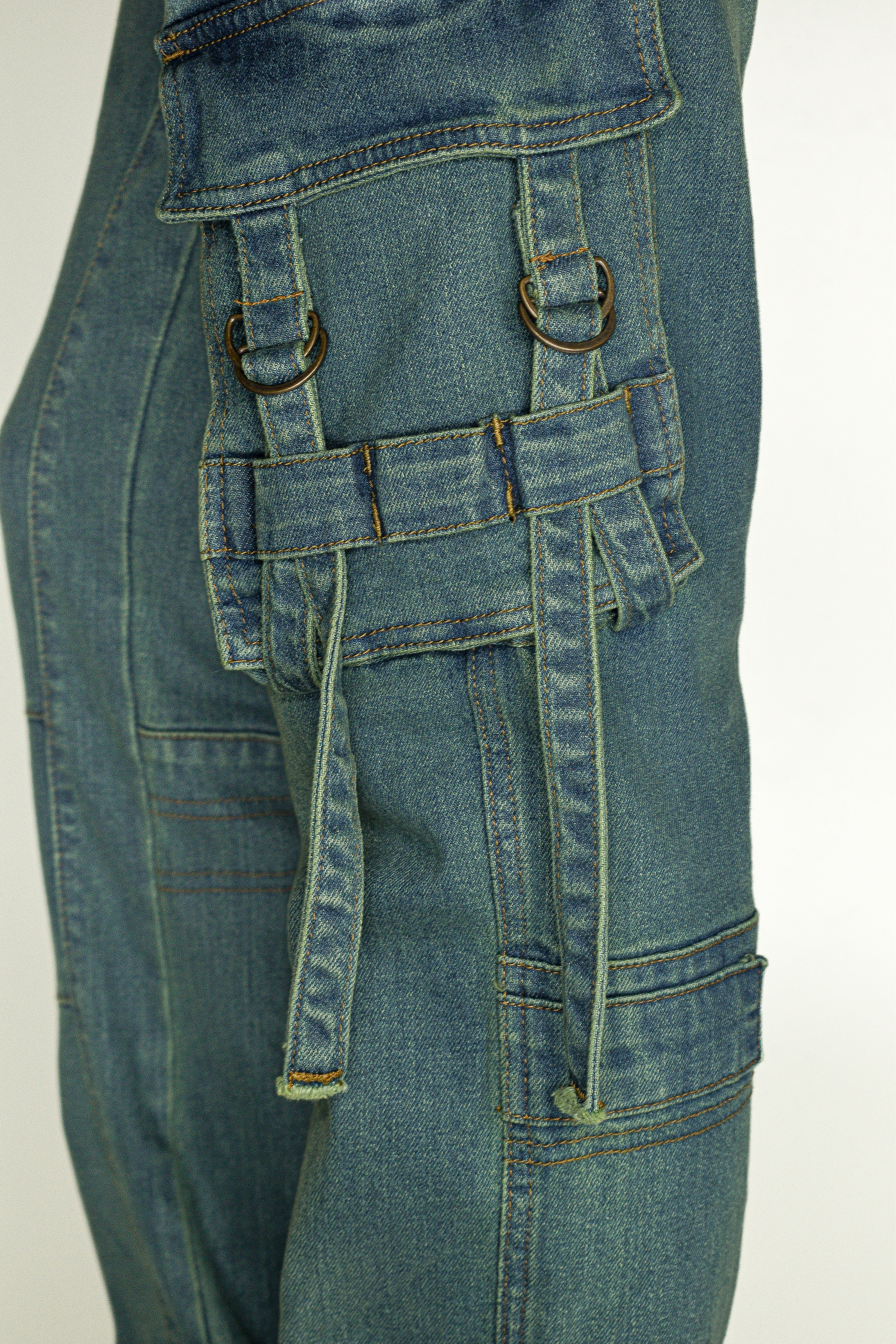 STRIPS CARGO DENIM (GREENISH BLUE)