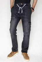 TIE-WAIST DENIM [DARK GRAY]