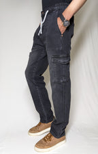 TIE-WAIST DENIM [DARK GRAY]