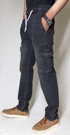 TIE-WAIST DENIM [DARK GRAY]