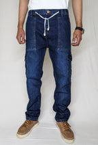 TIE-WAIST DENIM [DARK BLUE]