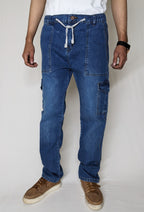 TIE-WAIST DENIM [MID BLUE]