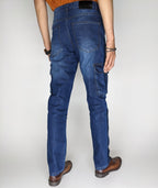 STRAIGHT FIT CARGO DENIM PANT [MID BLUE]