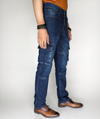 STRAIGHT FIT CARGO DENIM PANT [GREENISH BLUE]