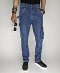 URBAN STYLE CARGO DENIM [MID BLUE]
