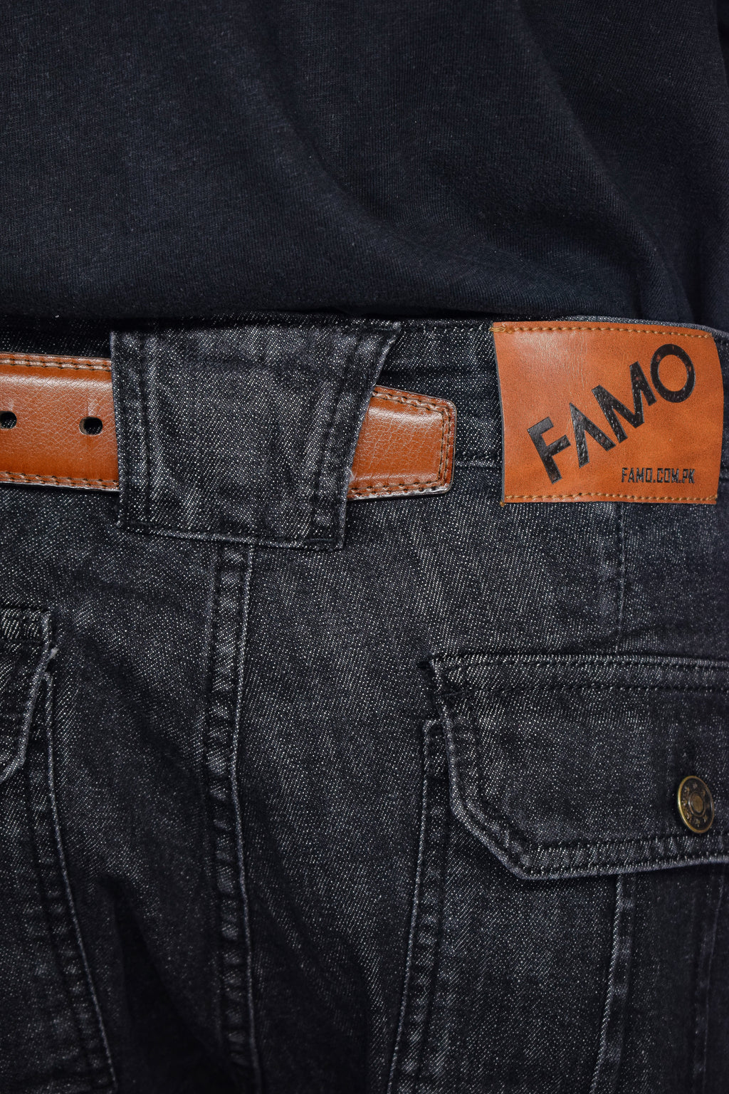 STRAPLINE CARGO DENIM [BLACK]