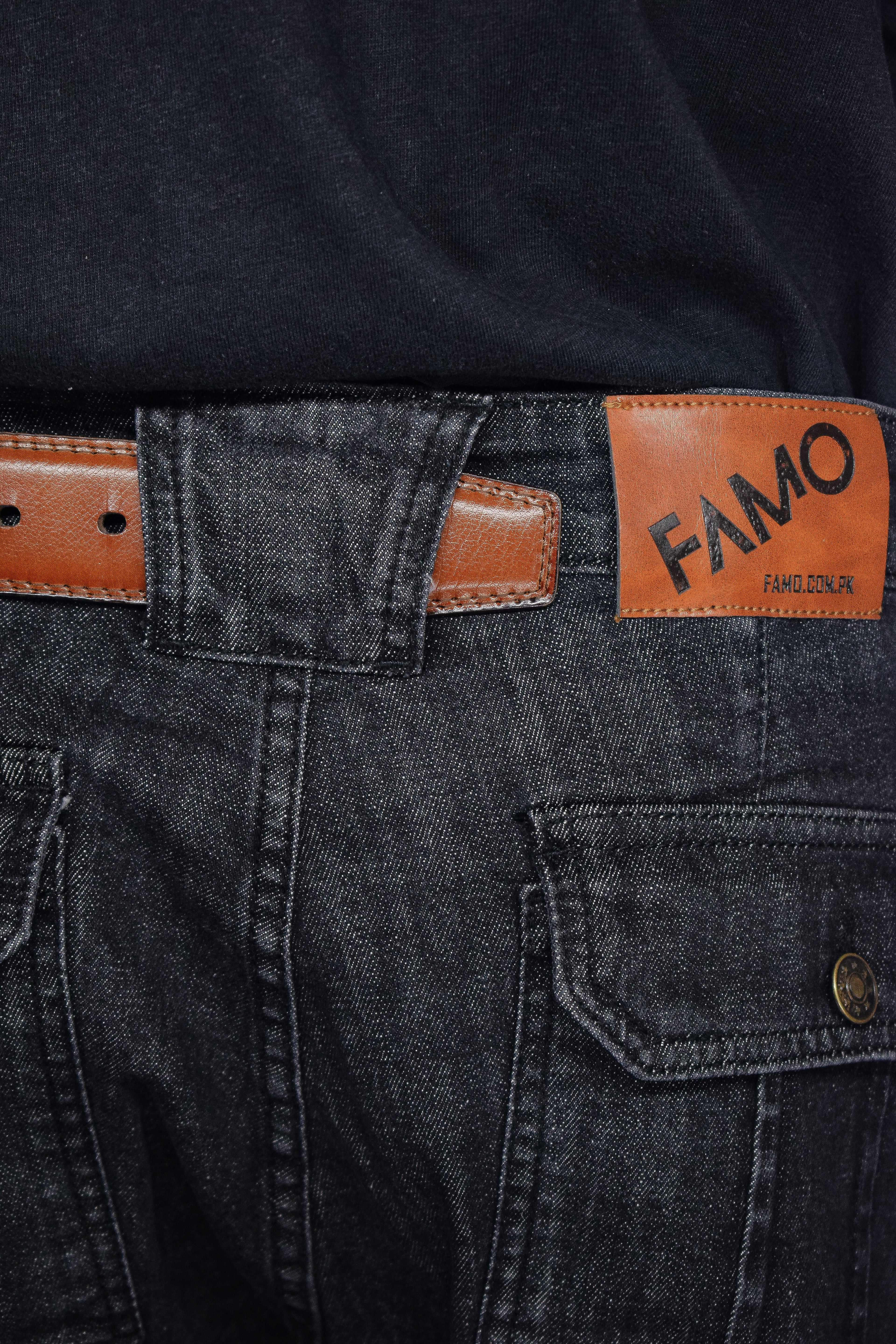 STRAPLINE CARGO DENIM [BLACK]