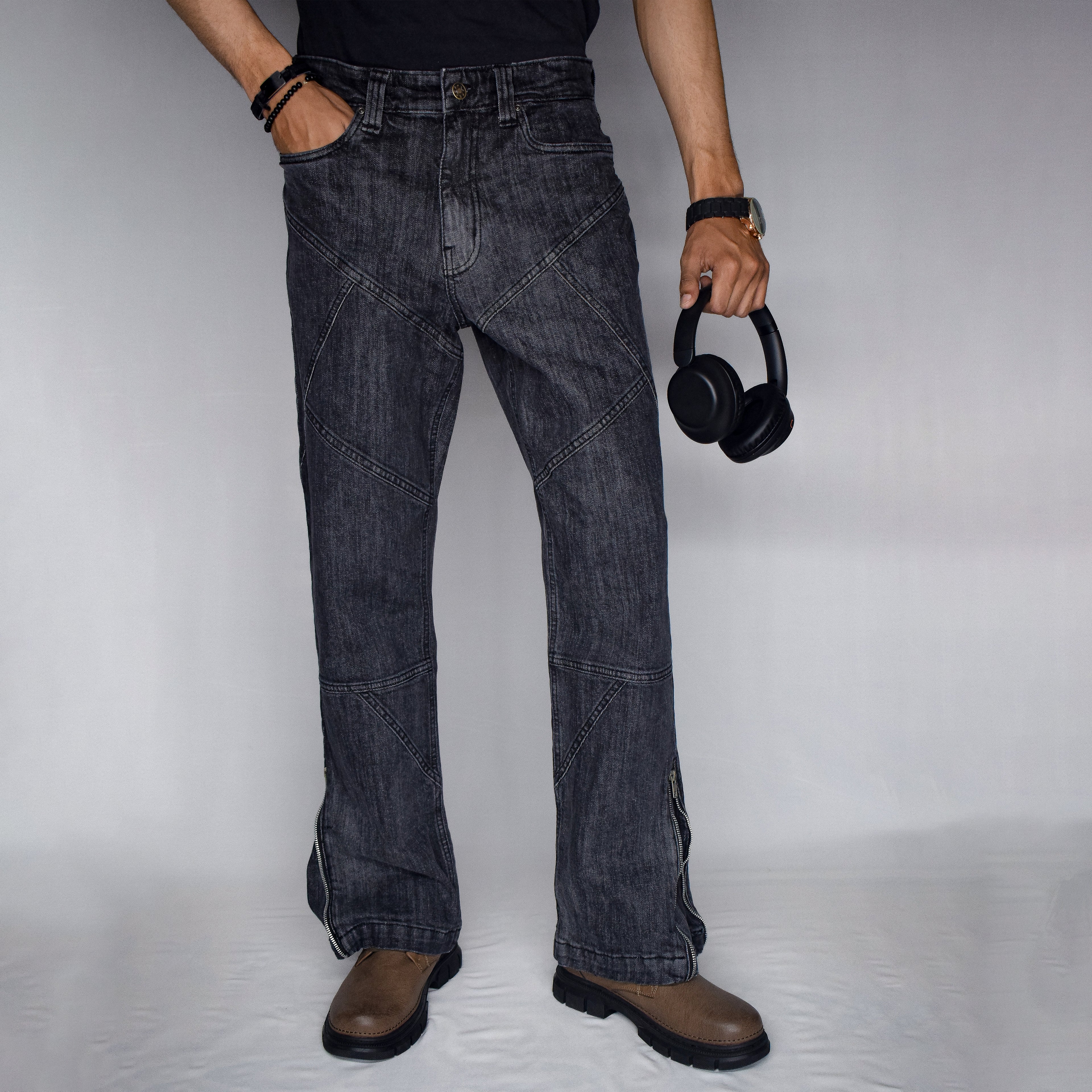 CROSS TRAIL DENIM JEANS [BLACK]