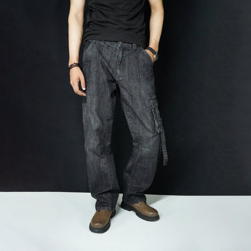 STRAPLINE CARGO DENIM [BLACK]
