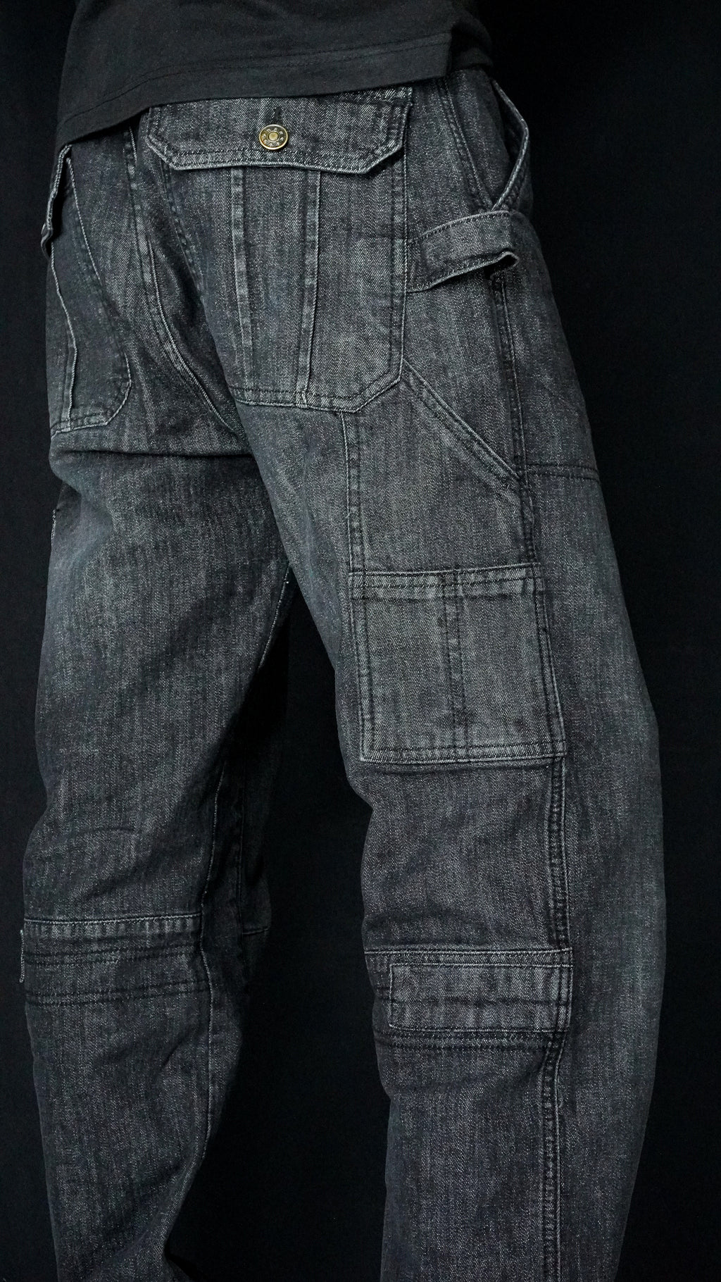 STRAPLINE CARGO DENIM [BLACK]