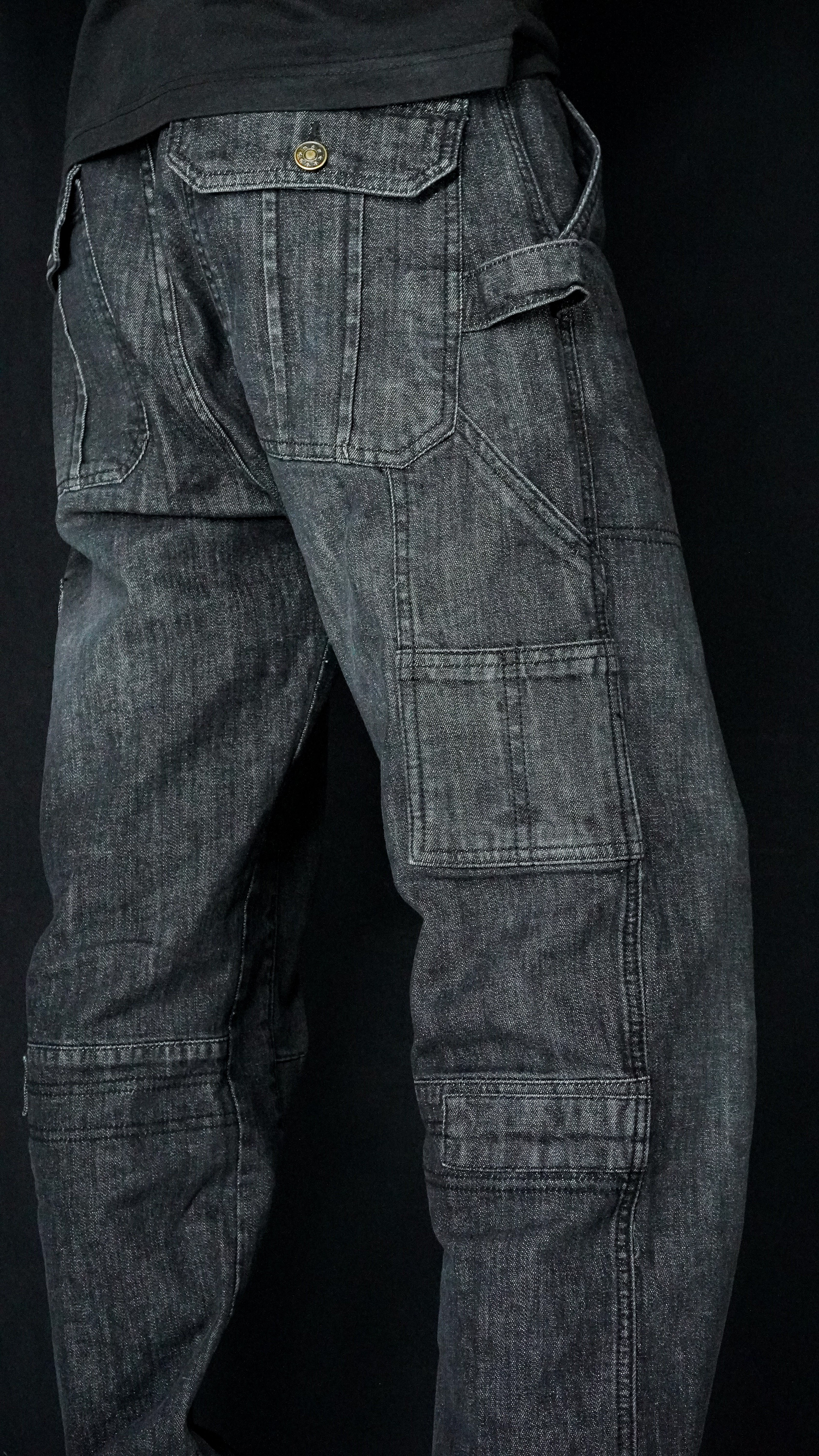 STRAPLINE CARGO DENIM [BLACK]